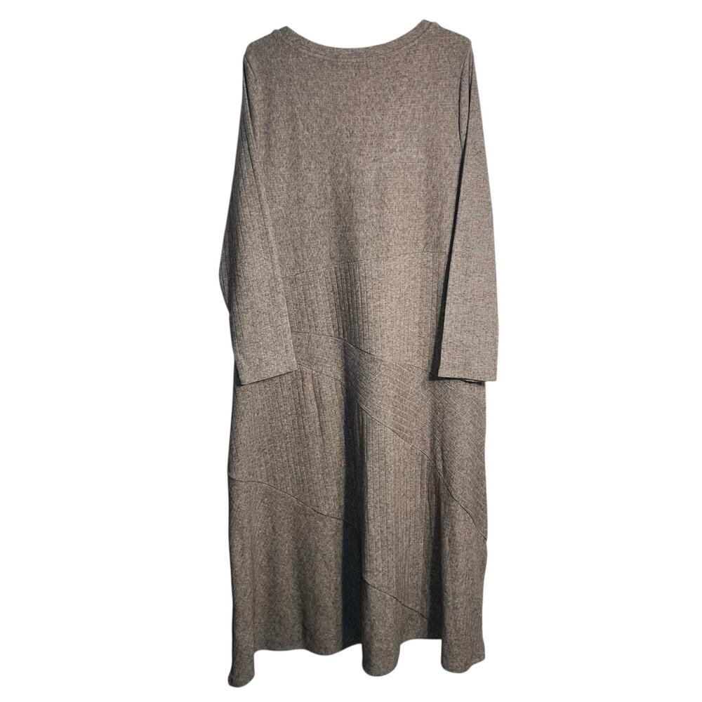 Soft Surroundings Clio Dress 2X Brown Heather Ribbed Knit Long Sleeve Maxi NWT - Picture 3 of 8